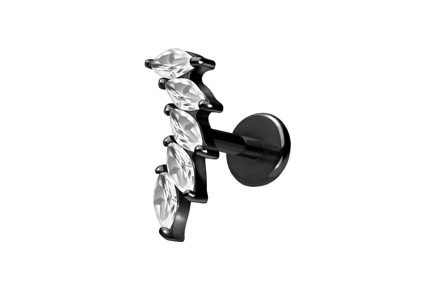 Titan Labret Piercing mit Push Fit 5 EINGEFASSTE KRISTALLTROPFEN